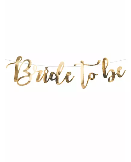 Kartonová girlanda „Bride to be“ metalická zlatá 80 x 19 cm