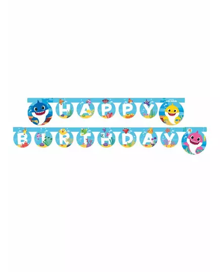 Papírová girlanda Happy Birthday Baby Shark 2 m