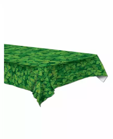 Zelený plastový ubrus se čtyřlístky 137 x 274 cm