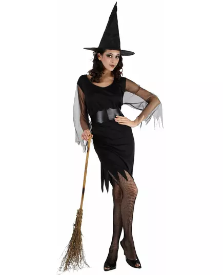 Dámský halloweenský čarodějnický kostým s tylovými rukávy