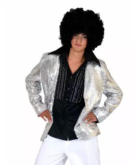 Luxusní stříbrná flitrovaná disco bunda pro muže, Velikost: Medium