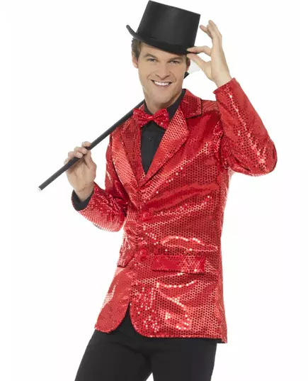 Luxusní červené flitrované disco sako pro muže, Velikost: Medium