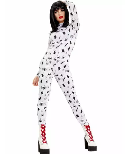 Sexy černý „spiders white“ overal kostým pro ženy