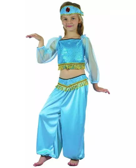 Modrý kostým orientální tanečnice pro dívky, Velikost: 4-6 let (110-120 cm)