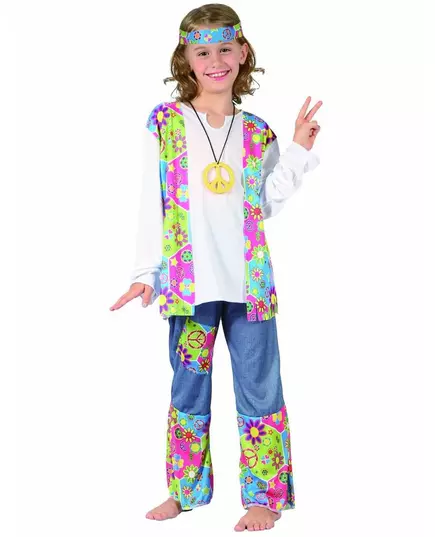 Hippie kostým s třásňovou vestou pro dívky, Velikost: 4-6 let (110-120 cm)
