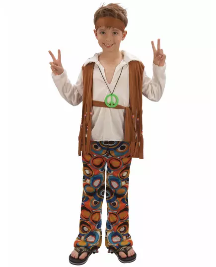 Hnědý hippie kostým pro chlapce, Velikost: 10-12 let (130-140 cm)