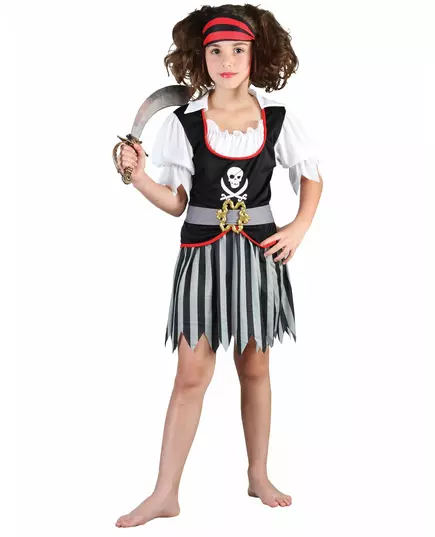 Pirátský kostým s motivem lebky pro dívky, Velikost: 4-6 let (110-120 cm)