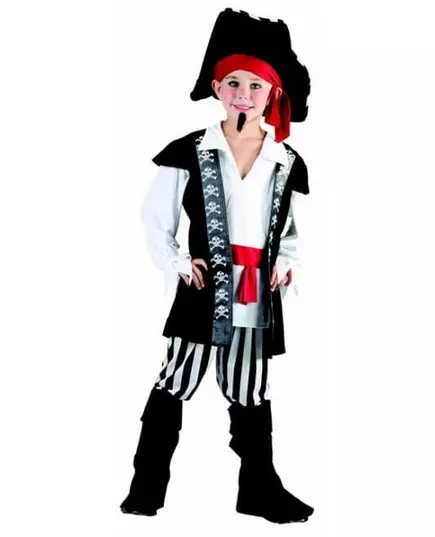 Pirátský kostým s černo-bílými pruhy pro chlapce, Velikost: 4-6 let (110-120 cm)