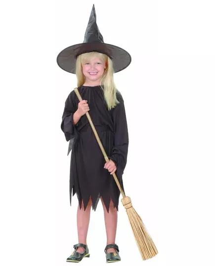 Černý čarodějnický kostým pro dívky Halloween, Velikost: 4-6 let (110-120 cm)