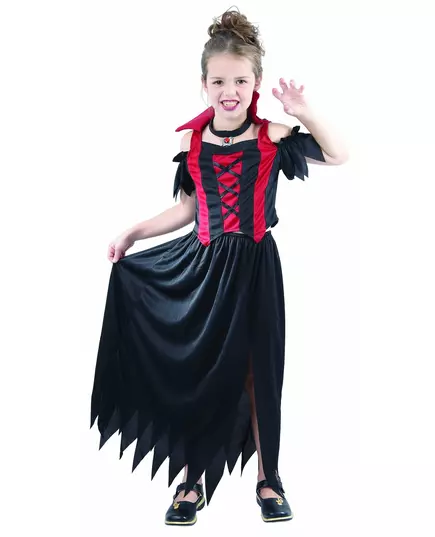 Červený upírský kostým pro dívky Halloween, Velikost: 4-6 let (110-120 cm)