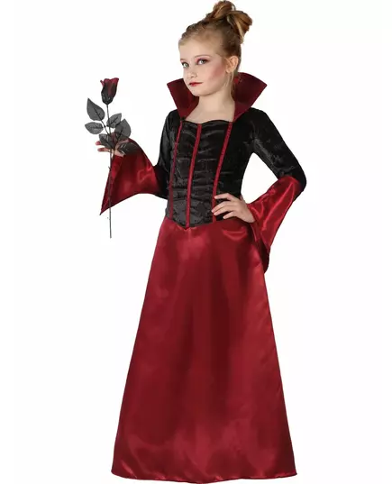 Červeno-černý upírský kostým pro dívky Halloween, Velikost: 5-6 let (115/130 cm)