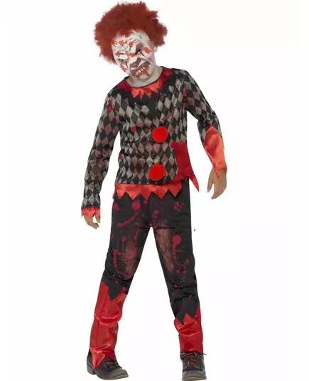 Dětský zombie klaunský halloweenský kostým, Velikost: 7-9 let (130/143 cm)