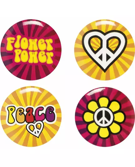 4 hippie odznaky Flower Power