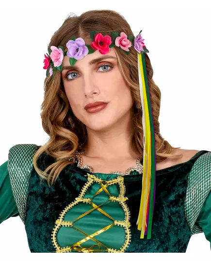 Vícebarevný květinový věneček do vlasů pro hippie vílu/elfa
