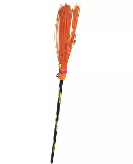 Oranžové čarodějnické koště 95 cm