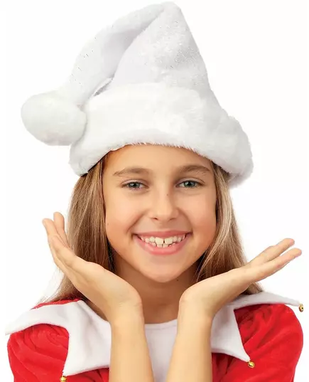 Dětská bílá a stříbrná Santa čepice