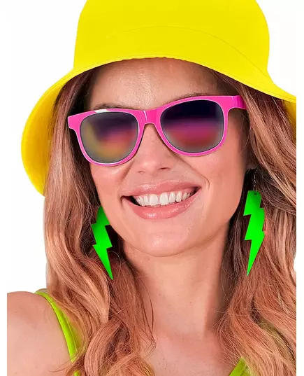 Neonově zelené náušnice blesk