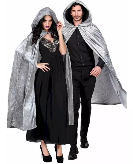 Šedý plášť se sametovým vzhledem 170 cm pro dospělé Halloween