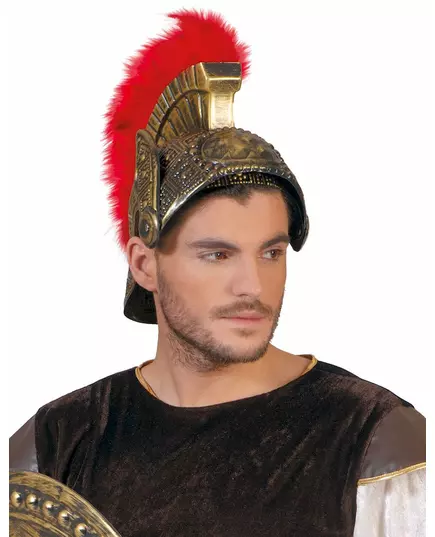 Římská helma s červenými chocholy