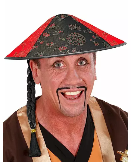 Čínský klobouk s černým copem
