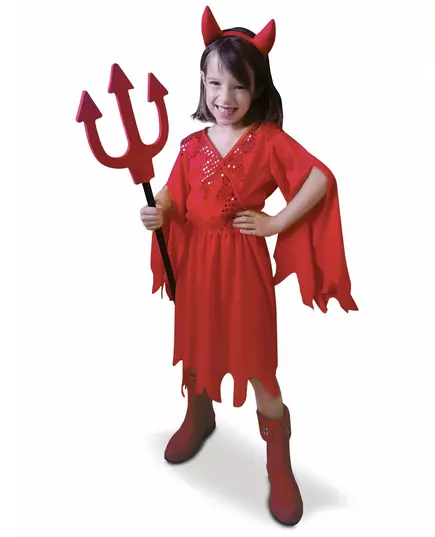 Kostým červeného ďábla pro dívky, Velikost: 7-8 let (122 to 128 cm)