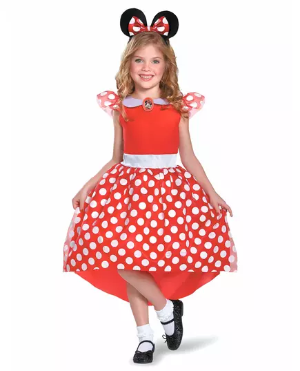 Klasický červený kostým Minnie Mouse pro dívky, Velikost: 5-6 let (109 - 126 cm)
