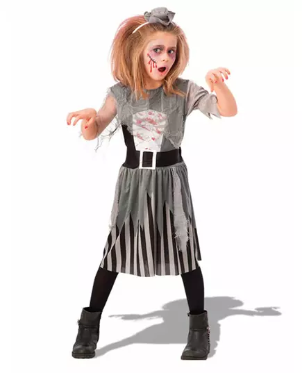 Šedý pirátský zombie kostým pro dívky, Velikost: 6-7 let (126 cm)