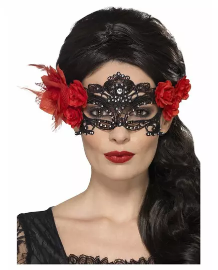 Černá krajková maska pro dospělé – Day of the Dead