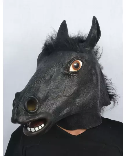 Latexová maska černé koňské hlavy pro dospělé