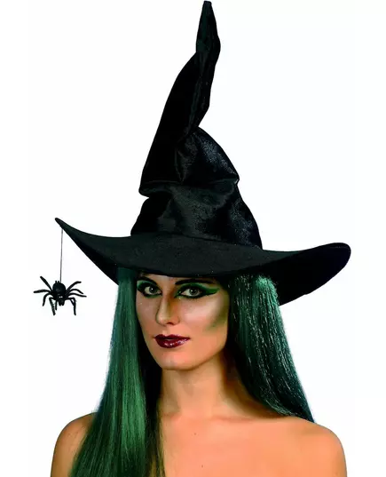 Černý čarodějnický klobouk s pavoukem pro ženy Halloween