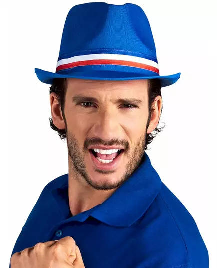 Modrý gangsterský klobouk pro fanoušky Francie