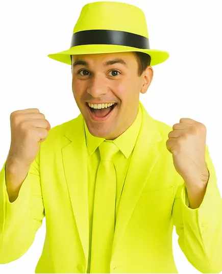 Neonově žlutý gangster klobouk pro dospělé
