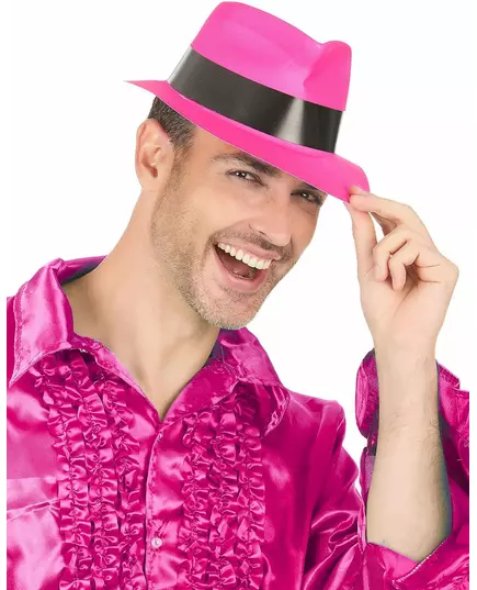 Neonově růžový gangster klobouk pro dospělé
