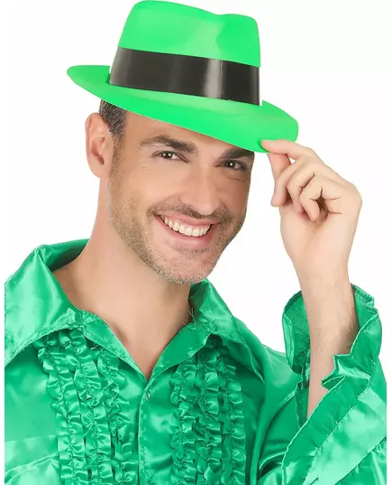 Neonově zelený gangster klobouk pro dospělé