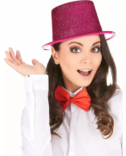 Fuchsiový plastový cylindr s třpytkami pro dospělé