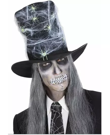 Halloweenský cylindr s pavučinou pro dospělé