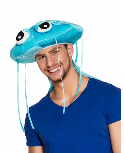 Plyšový modrý klobouk medúza pro dospělé