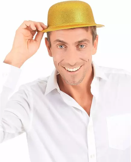 Zlatý plastový buřinka s třpytkami pro dospělé