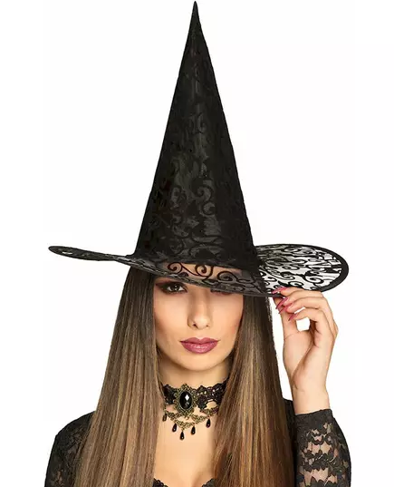 Krajkový čarodějnický klobouk pro dospělé Halloween