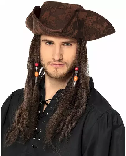 Hnědý pirátský trojrohý klobouk pro dospělé