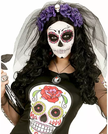 Květinová čelenka s lebkou (fialová) pro ženy, Day of the Dead