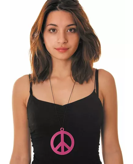 Náhrdelník Peace přívěsek neonově růžový pro dospělé