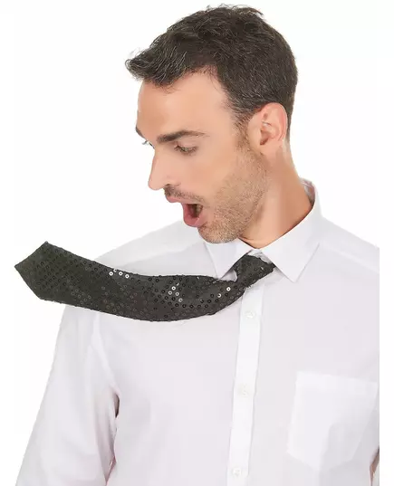 Černá flitrovaná kravata pro dospělé