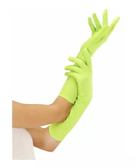 Dlouhé fluorescenčně zelené rukavice pro dospělé