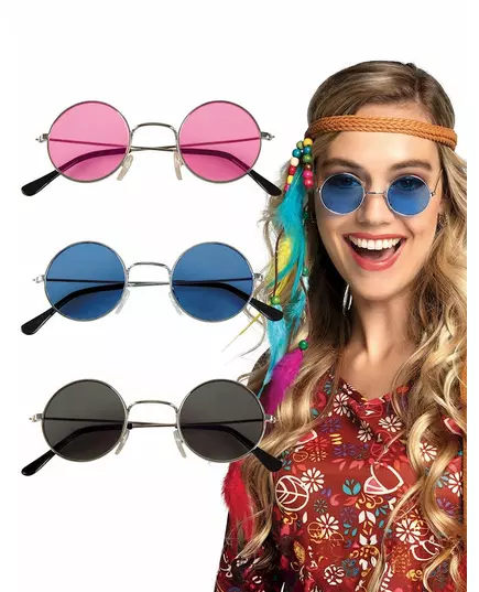 Sada 3 kulatých hippie brýlí pro dospělé