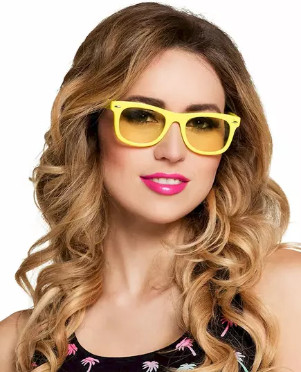 Fluorescenčně žluté brýle 80. let pro dospělé