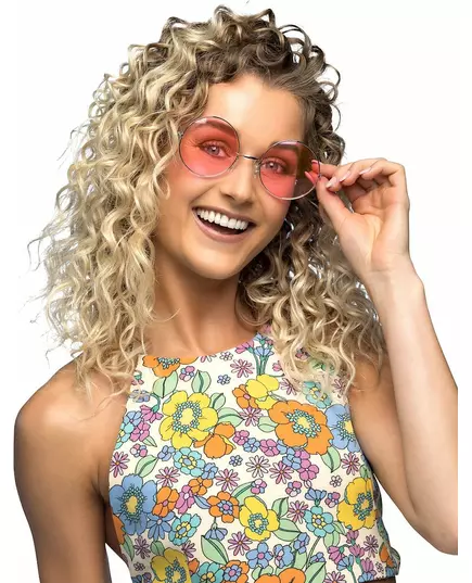 Obří kulaté růžové hippie brýle