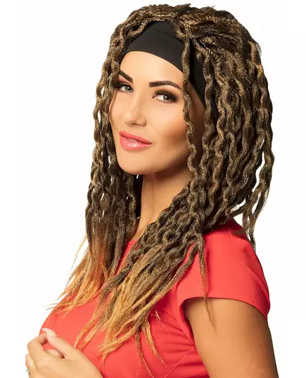 Hnědá rasta paruka s čelenkou pro ženy
