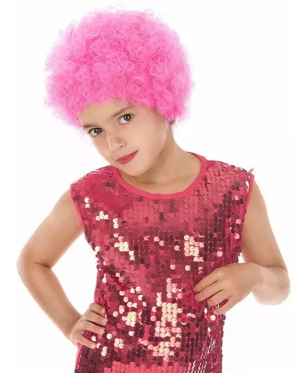 Růžová dětská disco paruka
