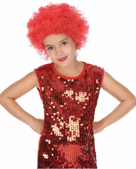 Červená dětská disco paruka